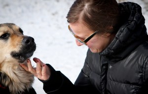 Charlie getting a chin scratch