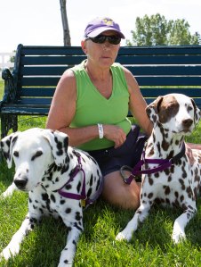 Sandy-with-her-two-Dalmatians-CVoach-&-Dexter